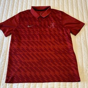 Nike Dri-FIT Alabama Crimson Tide Polo Golf Shirt Red Houndstooth Men Large NCAA
